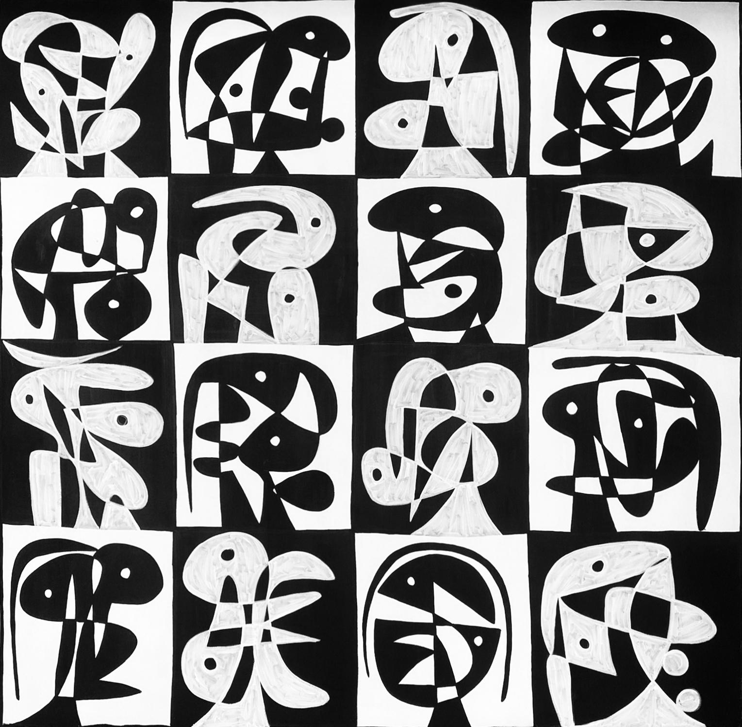 Enrique Pichardo Abstract Painting – Mosaico de Ajedrez, Zeitgenössische Kunst, Abstrakte Malerei, 21. Jahrhundert