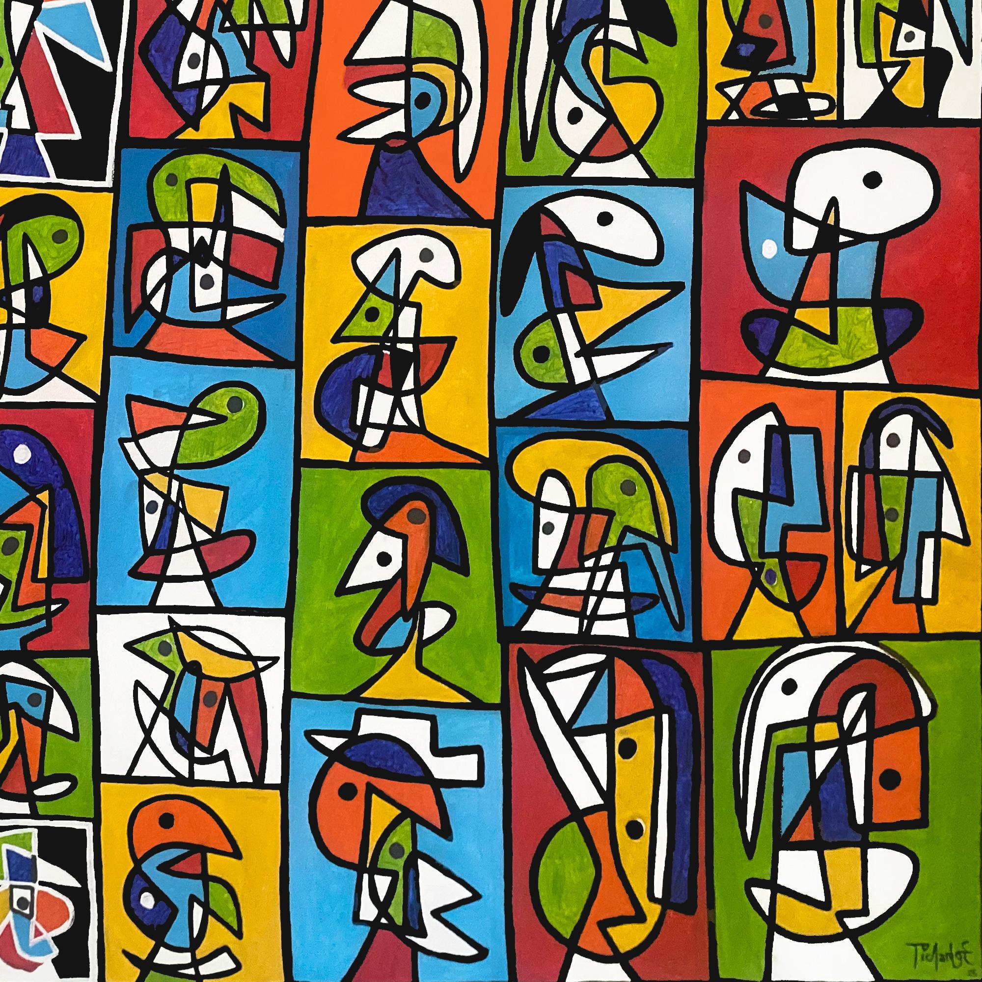 Mosaico de Colores, Arte Contemporáneo, Pintura Abstracta, Siglo XXI - Abstract Painting Negro de Enrique Pichardo