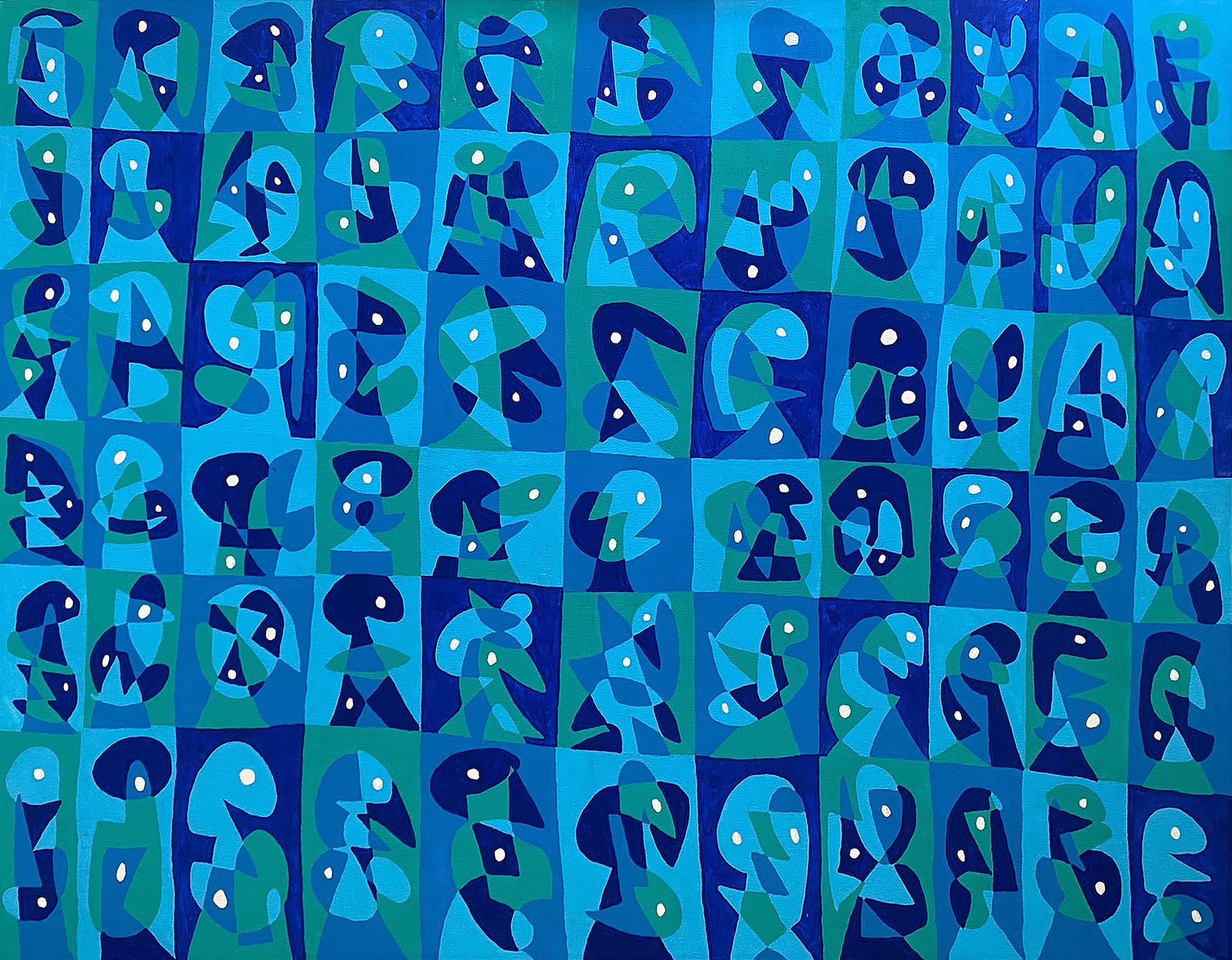 Mosaico en Azules, Arte contemporanea, Pittura astratta, 21° secolo - Painting di Enrique Pichardo