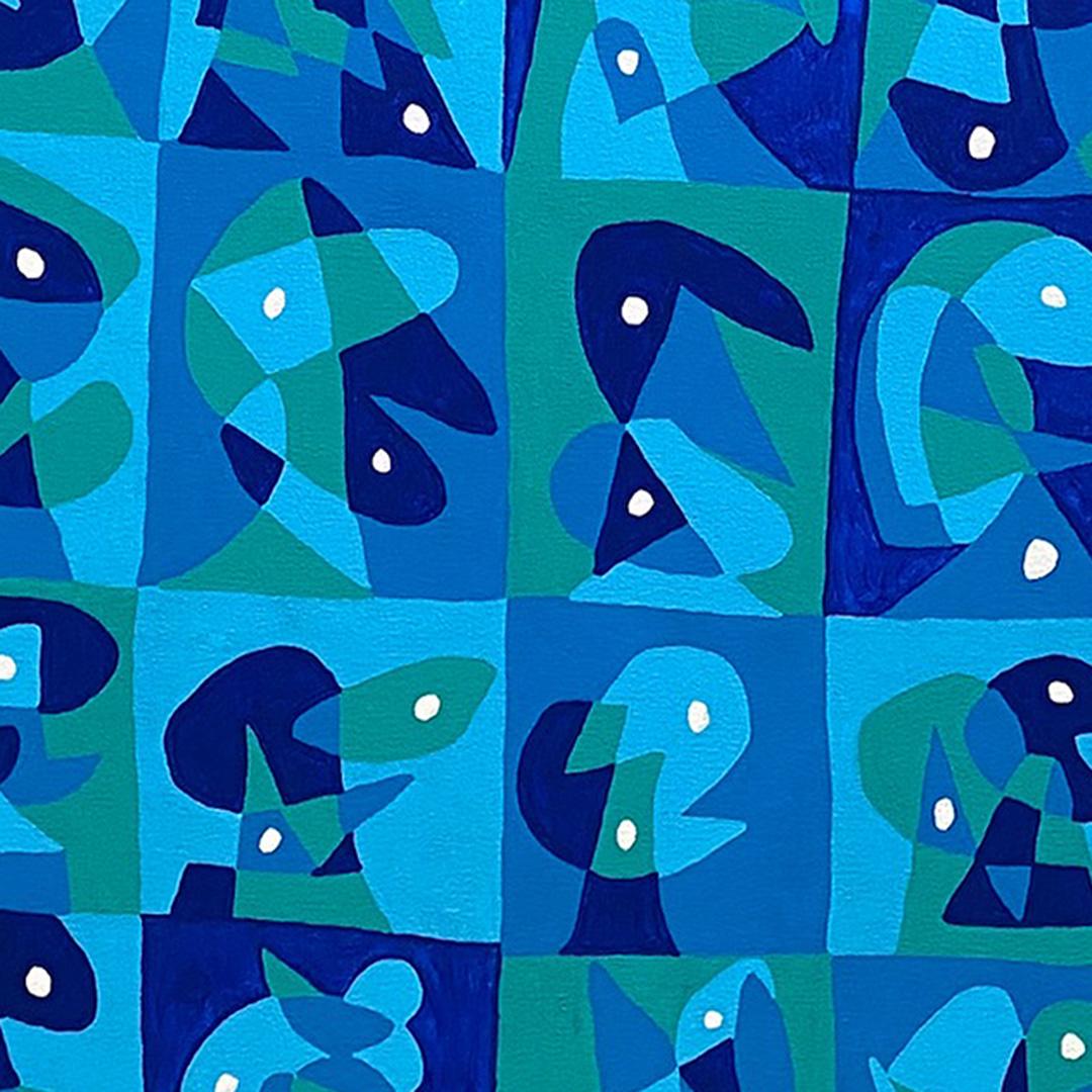 Mosaico en Azules, Arte contemporanea, Pittura astratta, 21° secolo - Painting Astratto di Enrique Pichardo