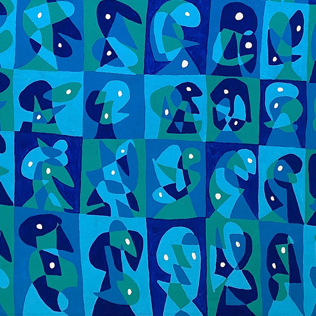 Mosaico en Azules, Arte contemporanea, Pittura astratta, 21° secolo - Abstract Painting Blu di Enrique Pichardo