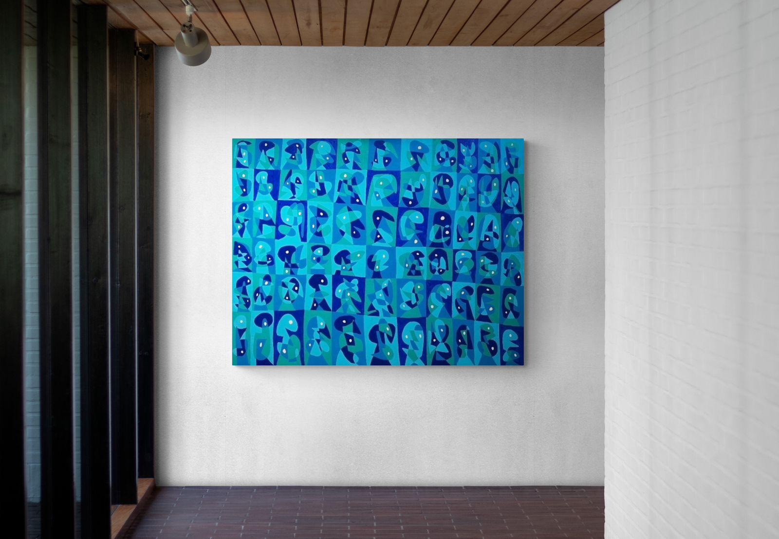 Mosaico en Azules, Arte contemporanea, Pittura astratta, 21° secolo in vendita 1