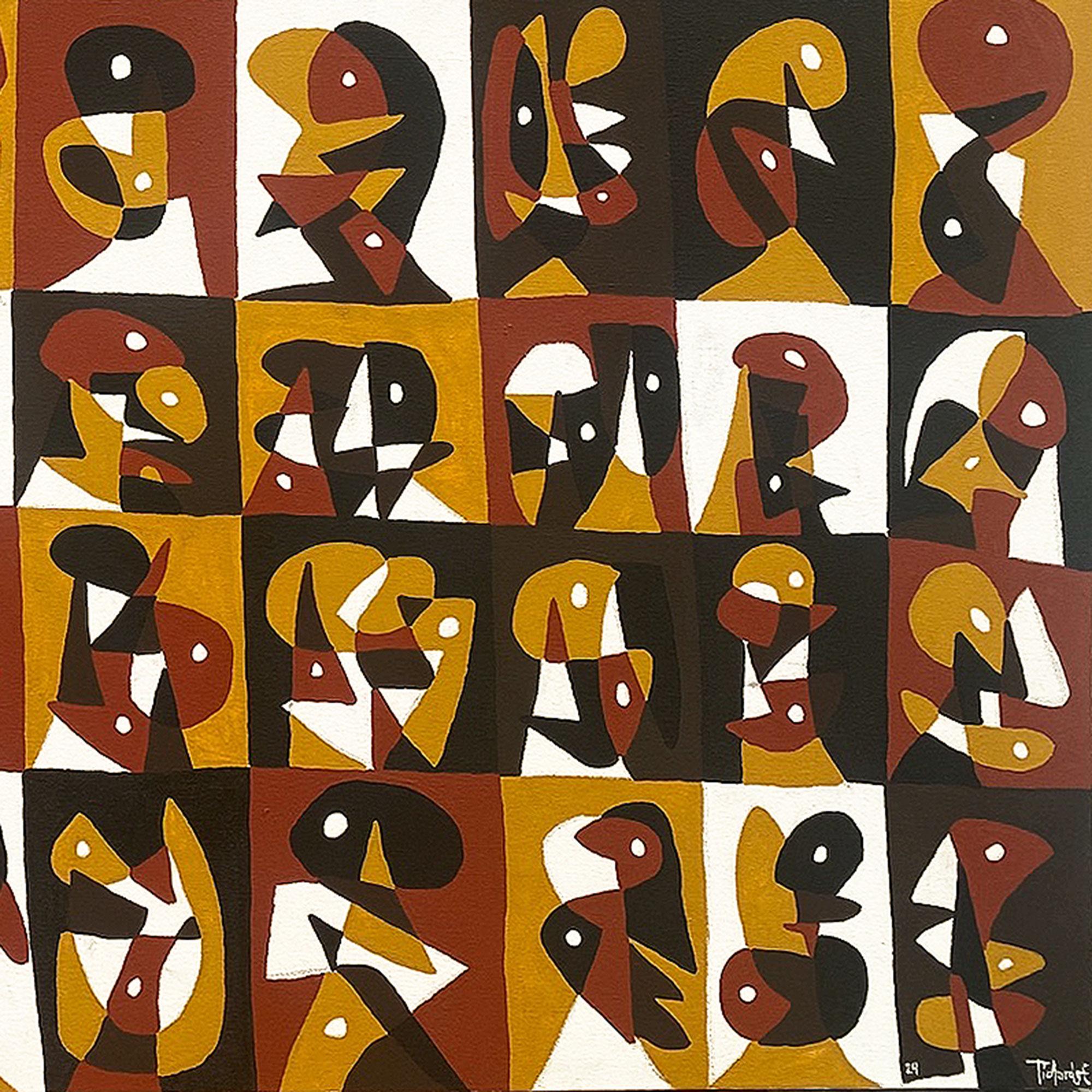 Mosaico en Ocres II, Arte contemporanea, Pittura astratta, 21° secolo - Abstract Painting Marrone di Enrique Pichardo