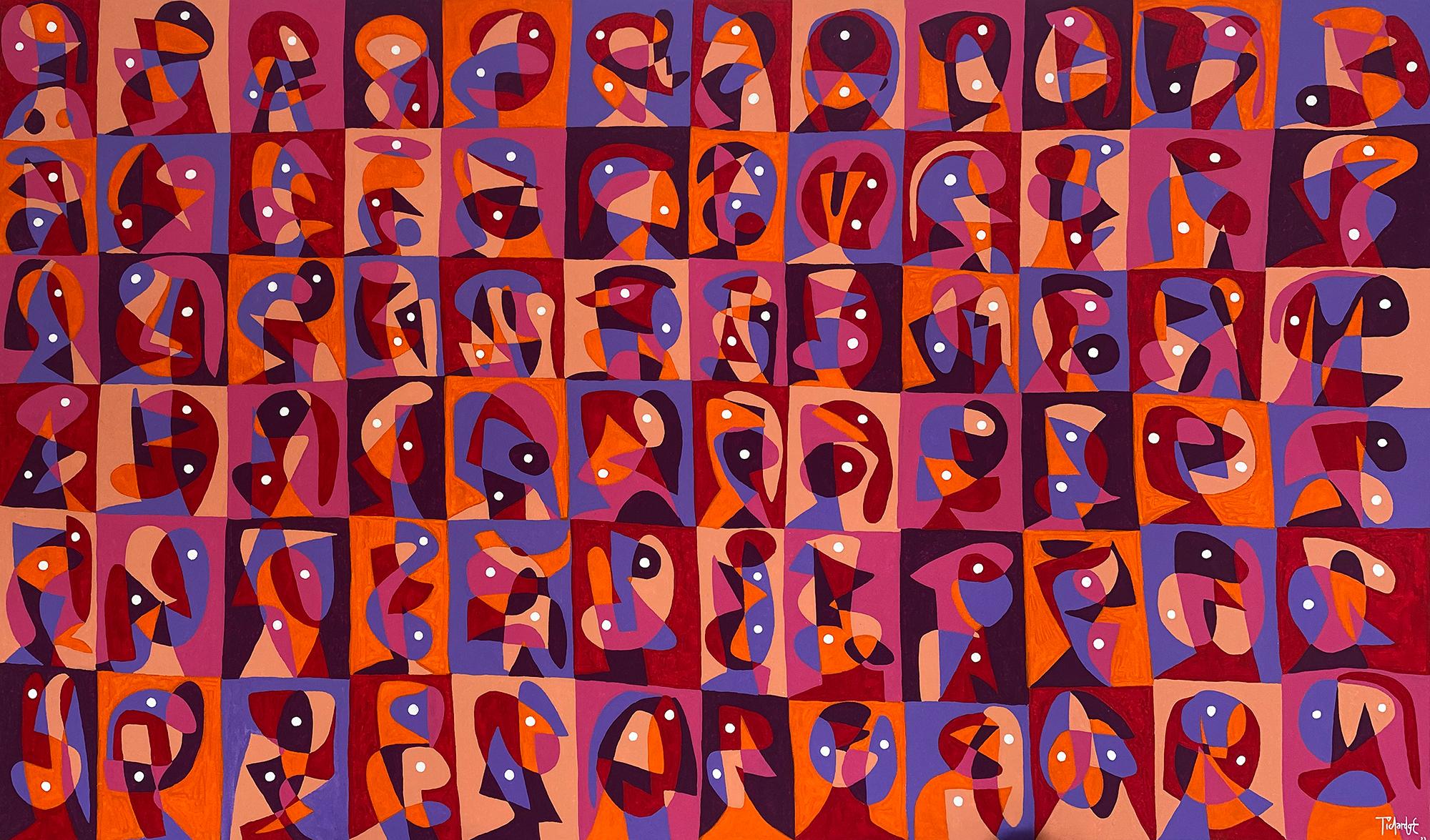 Abstract Painting Enrique Pichardo - Mosaico Rojo, Art contemporain, Peinture abstraite, 21ème siècle