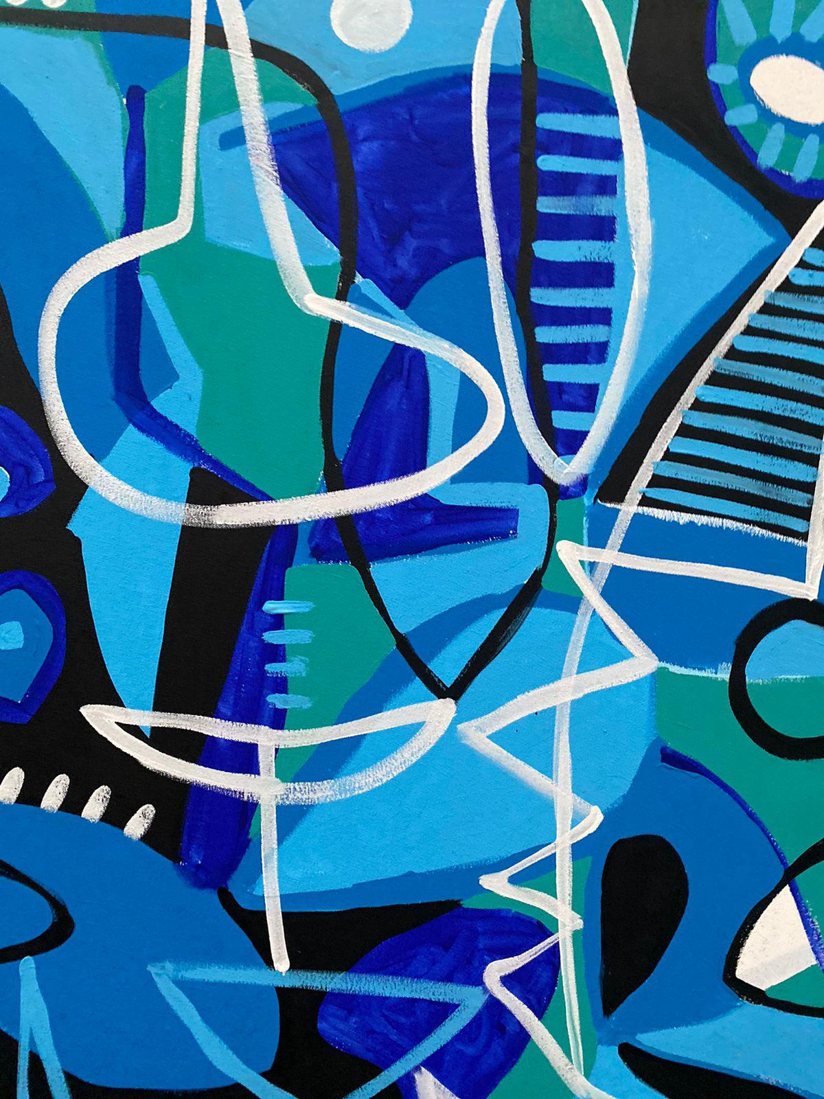 My Blues, Art contemporain, Peinture abstraite, 21ème siècle - Abstrait Painting par Enrique Pichardo