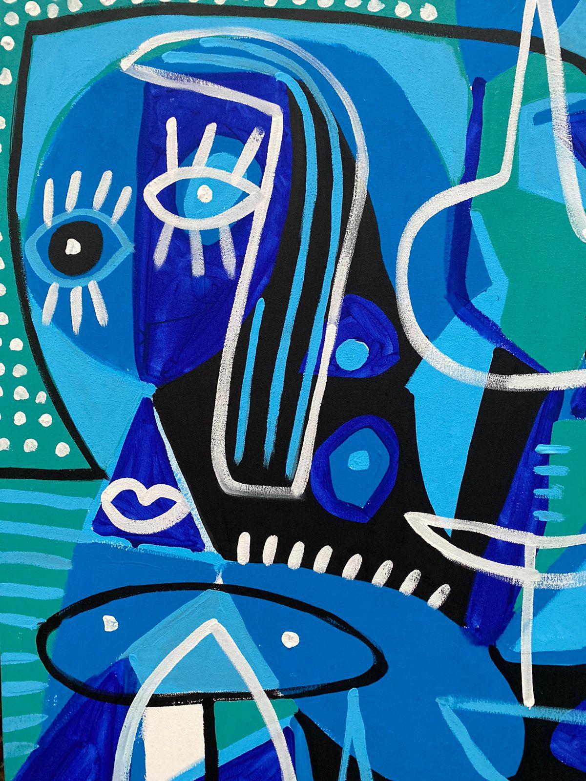 My Blues, Zeitgenössische Kunst, Abstrakte Malerei, 21. Jahrhundert im Angebot 1