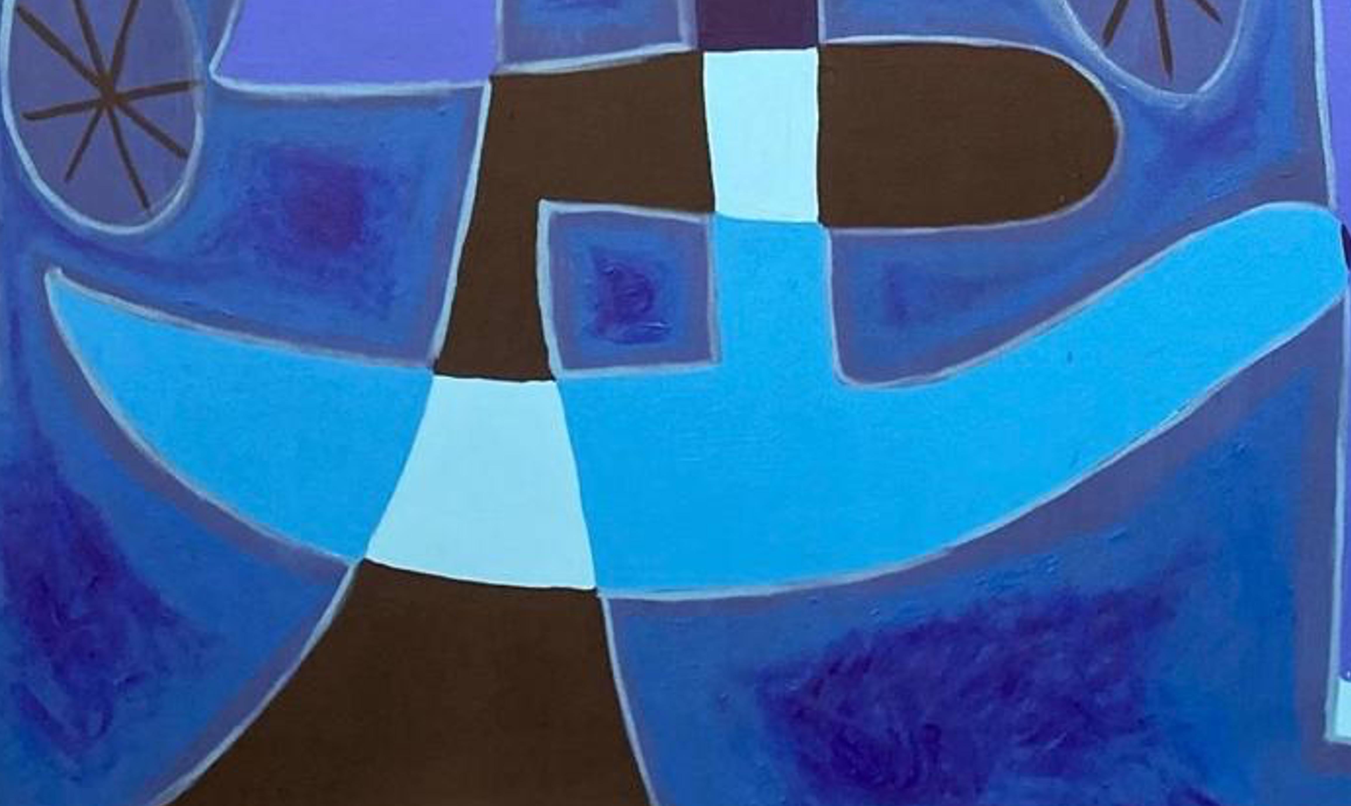 Nocturno, Arte contemporanea, Pittura astratta, 21° secolo - Abstract Painting Blu di Enrique Pichardo