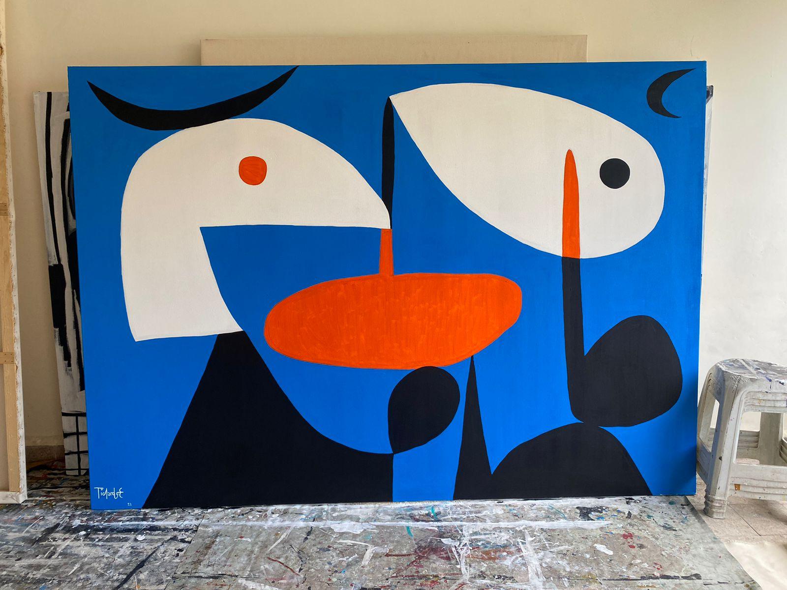 Par de Personajes, Arte contemporanea, Pittura astratta, 21° secolo - Painting di Enrique Pichardo