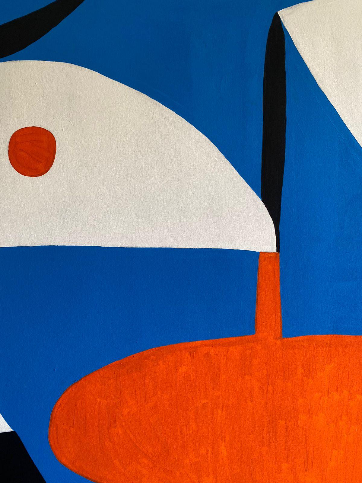 Par de Personajes, Arte contemporanea, Pittura astratta, 21° secolo - Abstract Painting Blu di Enrique Pichardo