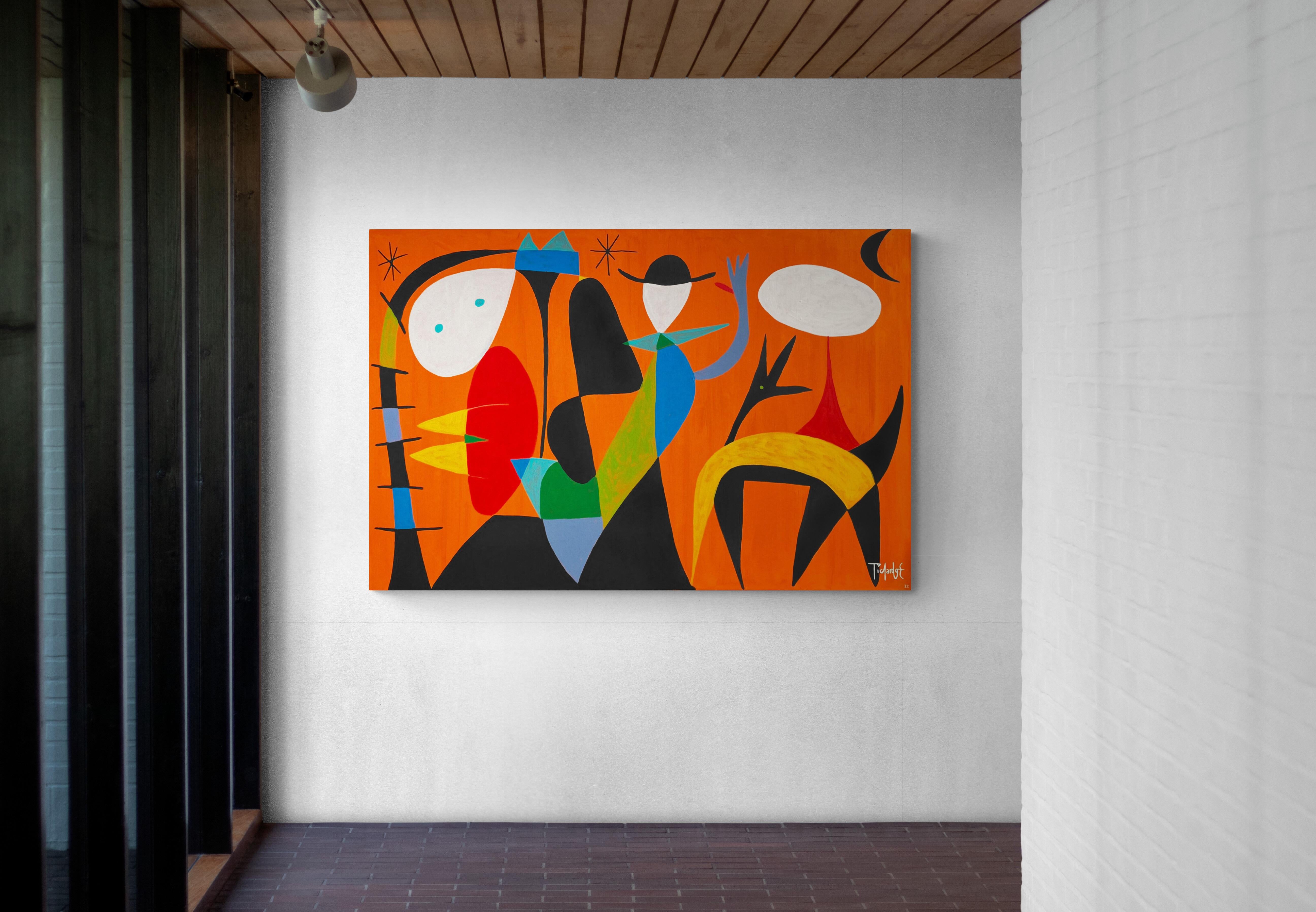 Paseo con Perros, Arte contemporanea, Pittura astratta, 21° secolo - Painting di Enrique Pichardo