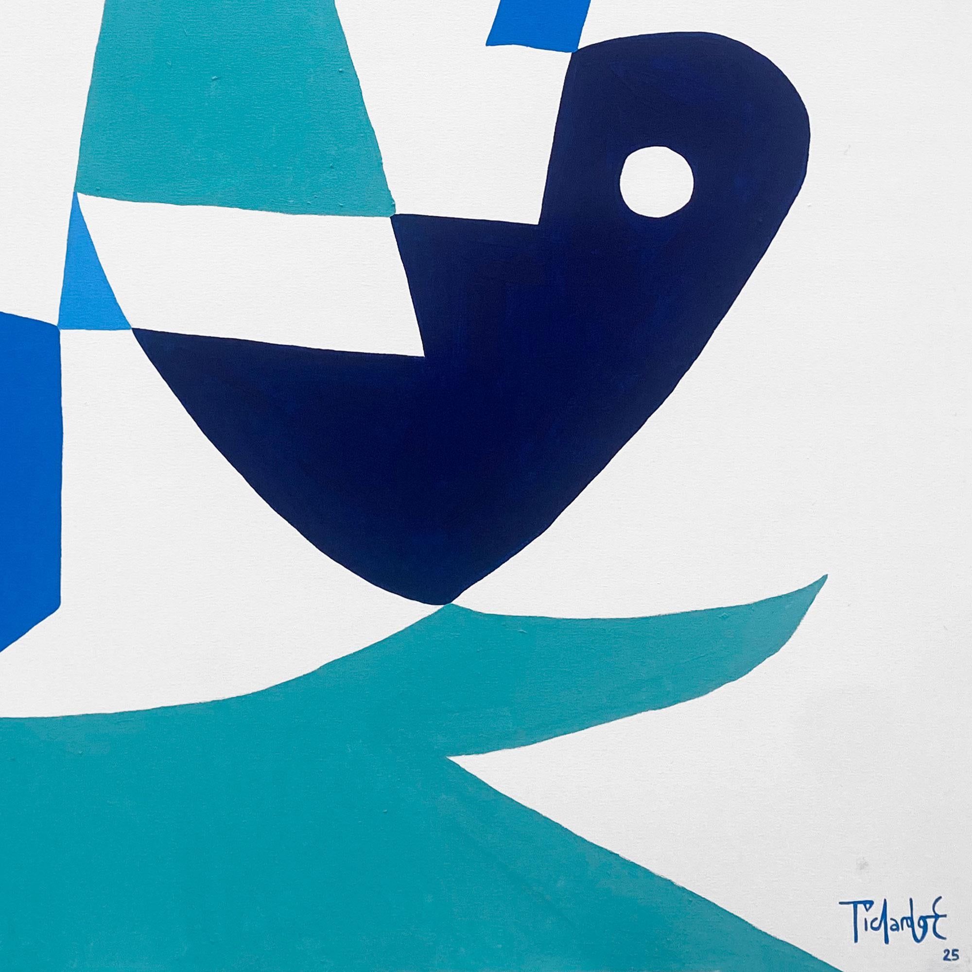 Personaje Azul Fondo Blanco, Contemporary Art, Abstract Painting, 21st Century For Sale 2