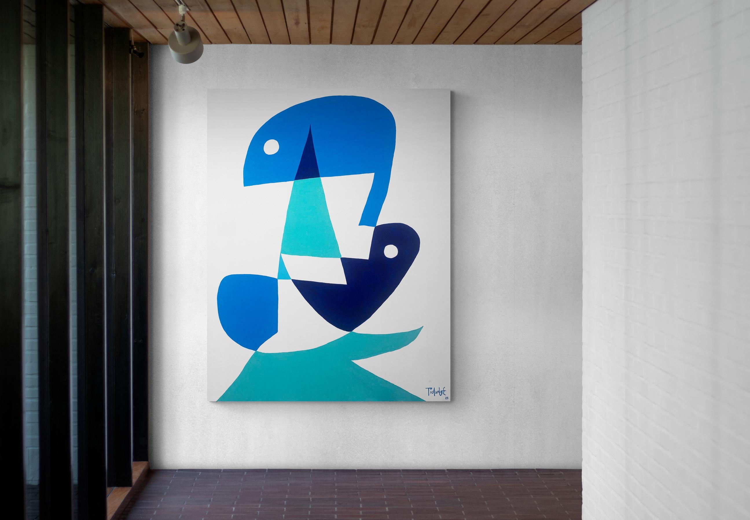 Personaje Azul Fondo Blanco, Contemporary Art, Abstract Painting, 21st Century For Sale 5