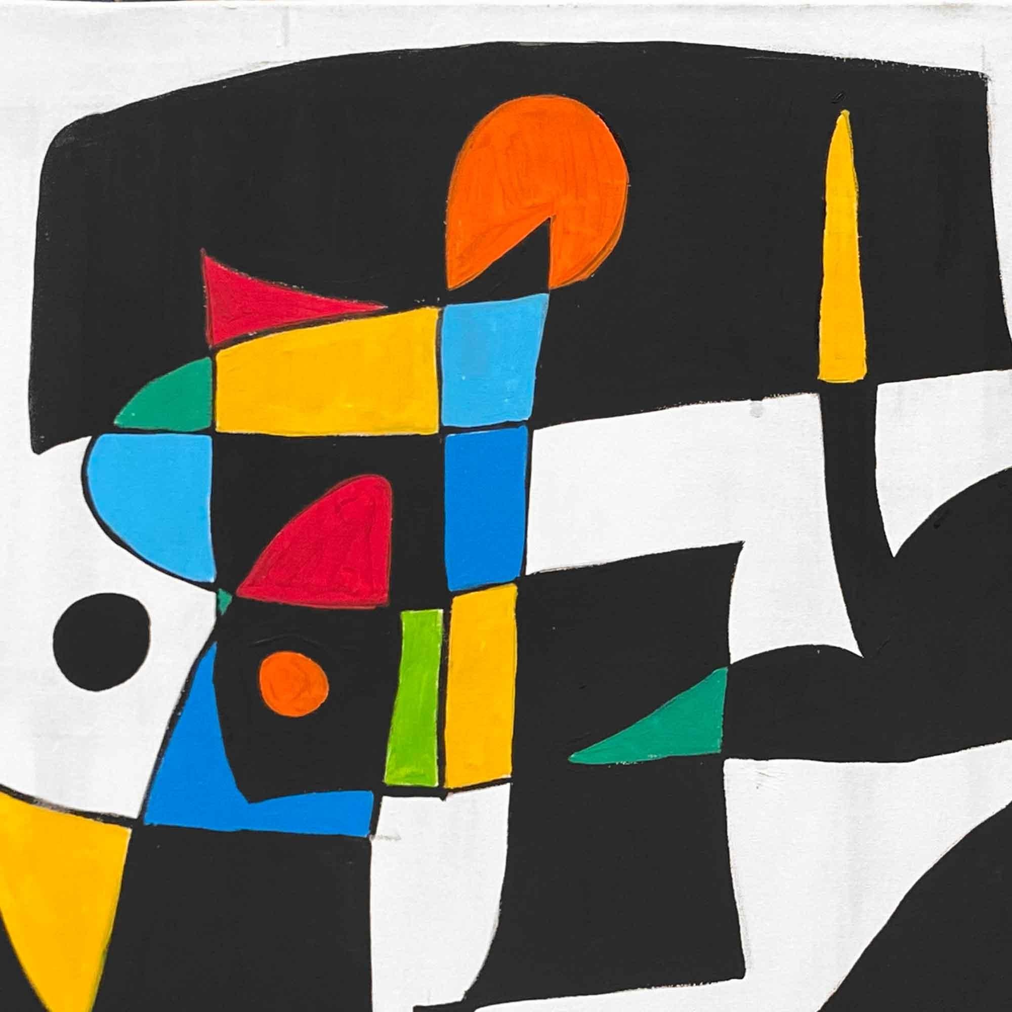 Personajes en Fondo Blanco, Arte contemporanea, Pittura astratta, 21° secolo - Painting di Enrique Pichardo