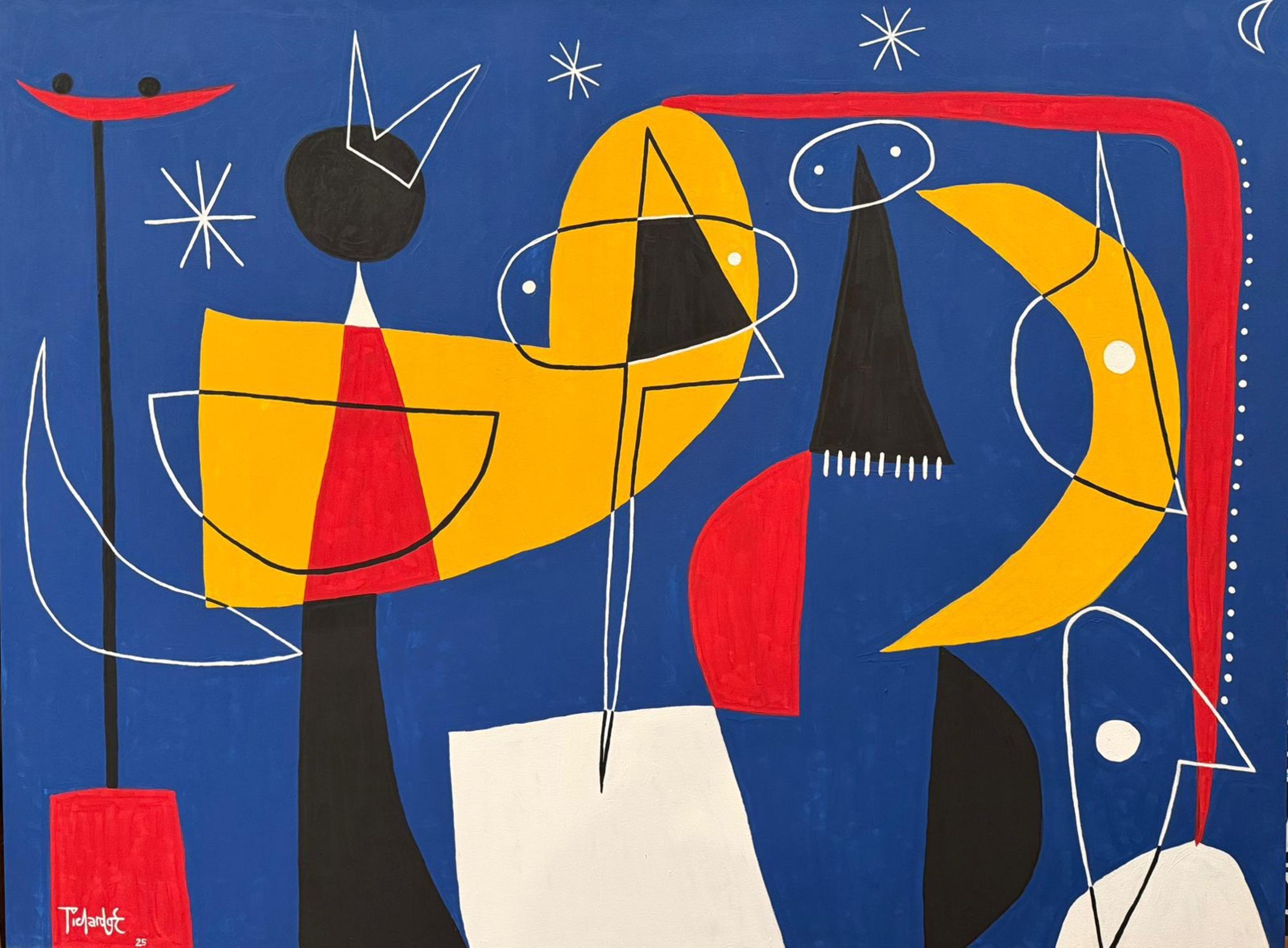 Abstract Painting di Enrique Pichardo - Personajes en La Noche, Arte contemporanea, Pittura astratta, 21° secolo