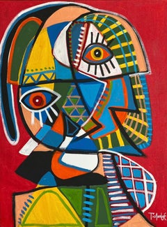 Red Portrait, Contemporary Art, Abstract Painting, 21st Century