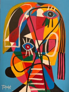Blue Face, Contemporary Art, Abstract Painting, 21st Century