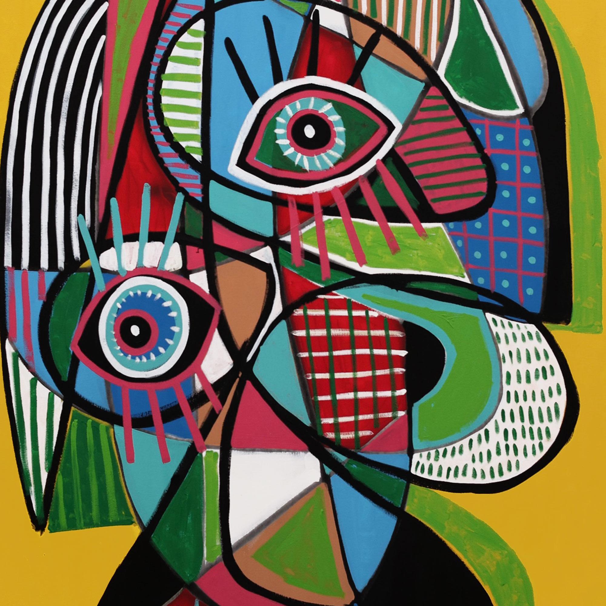 Retrato en Amarillo, Arte contemporanea, Pittura astratta, 21° secolo - Painting di Enrique Pichardo