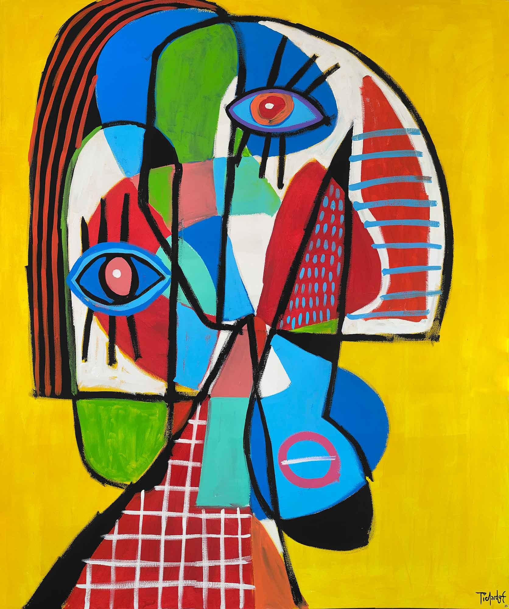 Abstract Painting Enrique Pichardo - Retrato en Amarillo, Art contemporain, Peinture abstraite, 21ème siècle