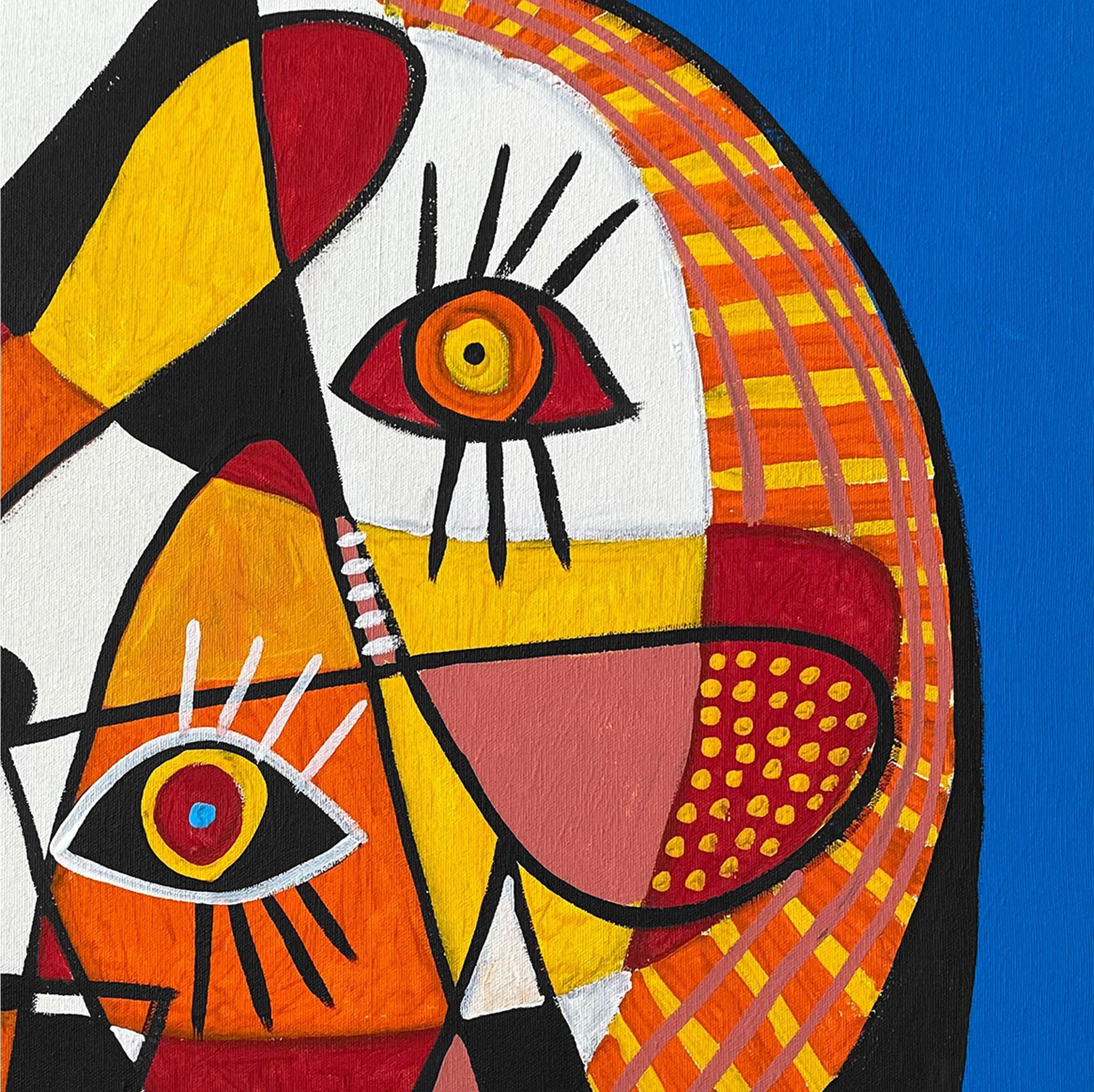 Retrato en Azul, Arte contemporanea, Pittura astratta, 21° Secolo - Painting Astratto di Enrique Pichardo