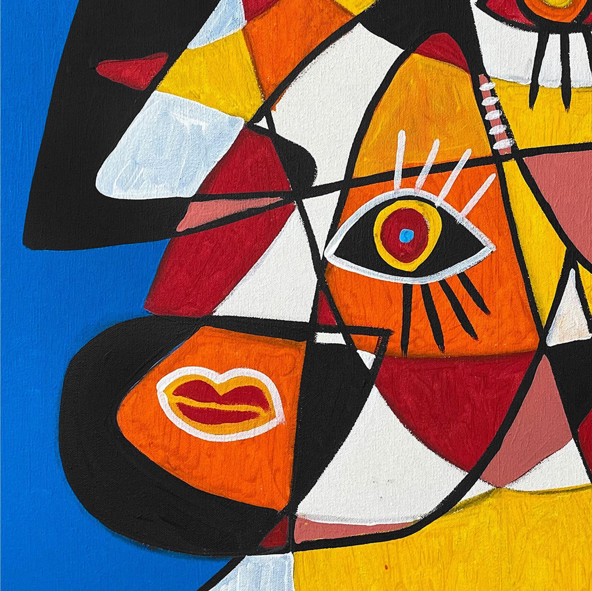Retrato en Azul, Arte contemporanea, Pittura astratta, 21° Secolo - Abstract Painting Blu di Enrique Pichardo