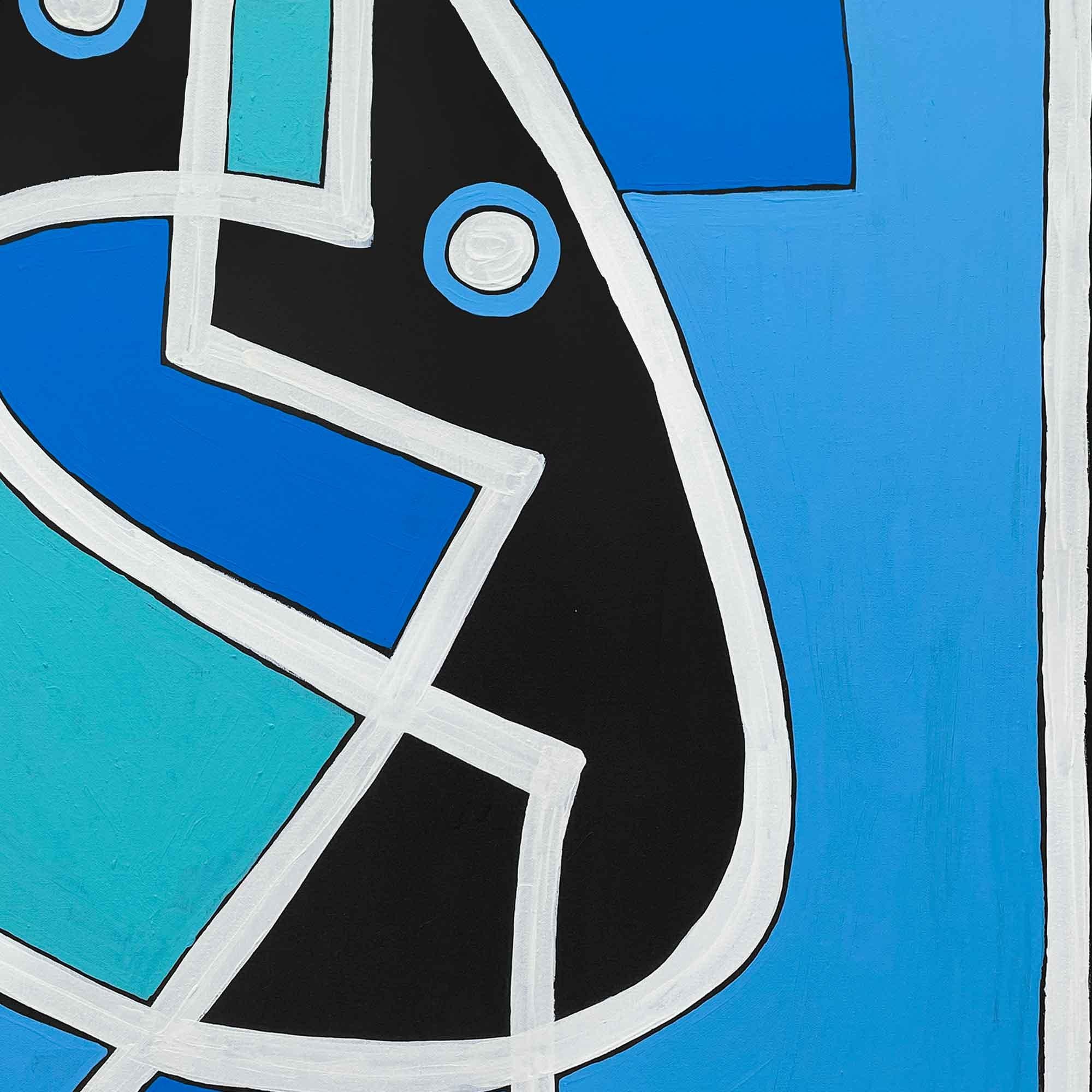 Retrato en Azul, Arte contemporanea, Pittura astratta, 21° Secolo - Abstract Painting Blu di Enrique Pichardo