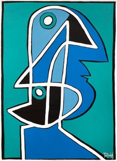 Retrato en Azules, Contemporary Art, Abstract Painting, 21st Century