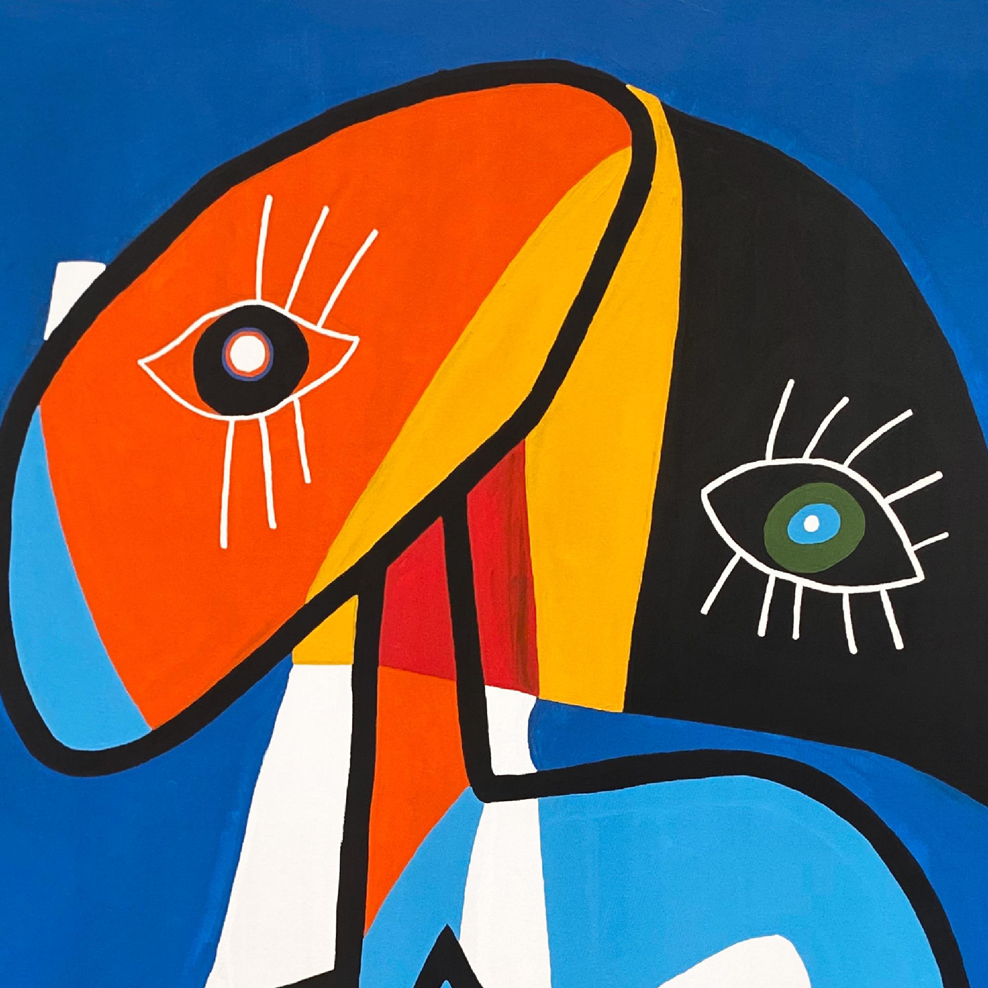 Retrato en Fondo Azul, Contemporary Art, Abstract Painting, 21st Century For Sale 1