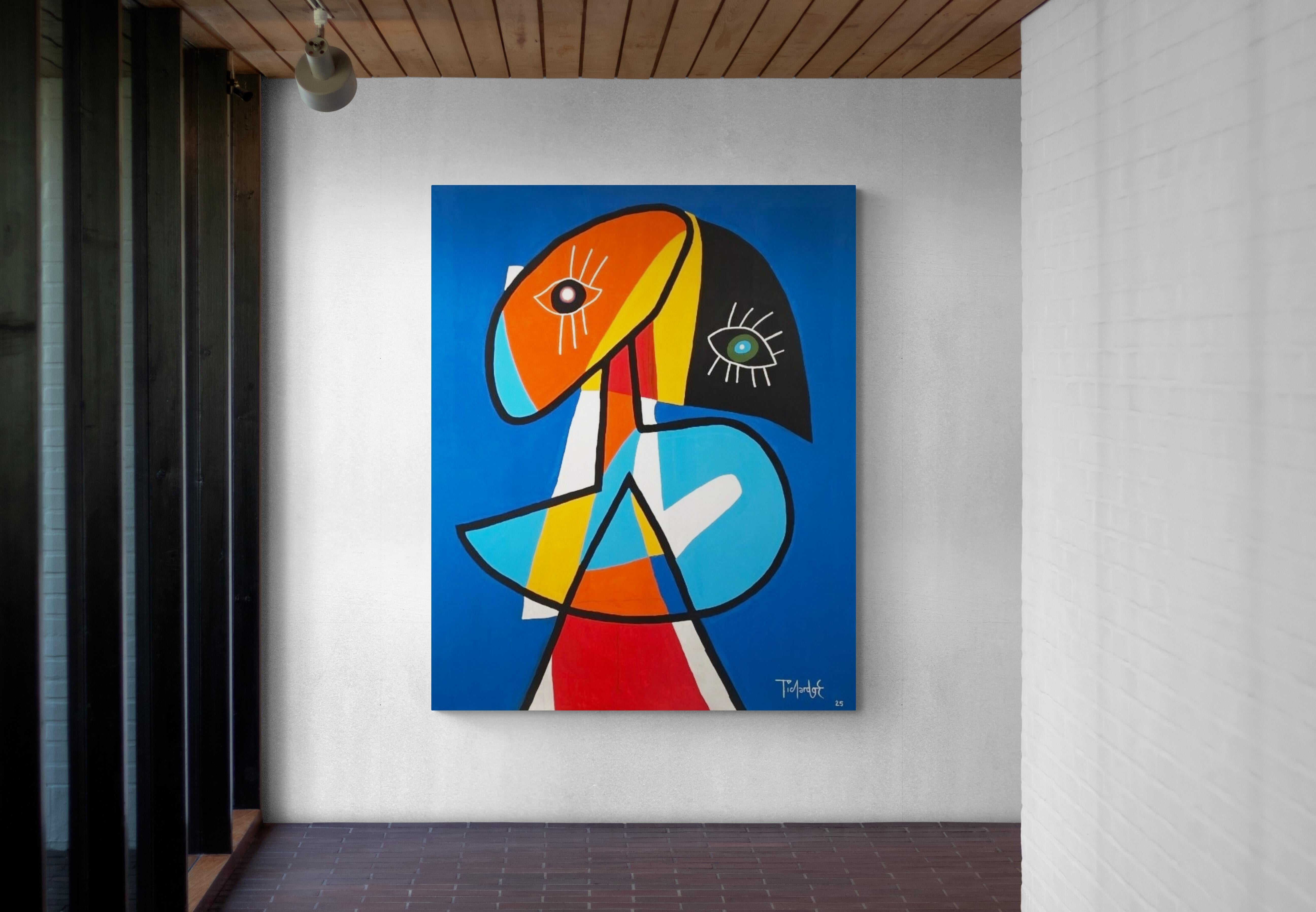 Retrato en Fondo Azul, Art contemporain, Peinture abstraite, 21ème siècle - Painting de Enrique Pichardo