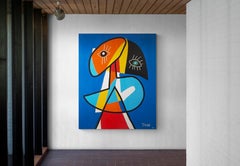 Retrato en Fondo Azul, Zeitgenössische Kunst, Abstrakte Malerei, 21. Jahrhundert