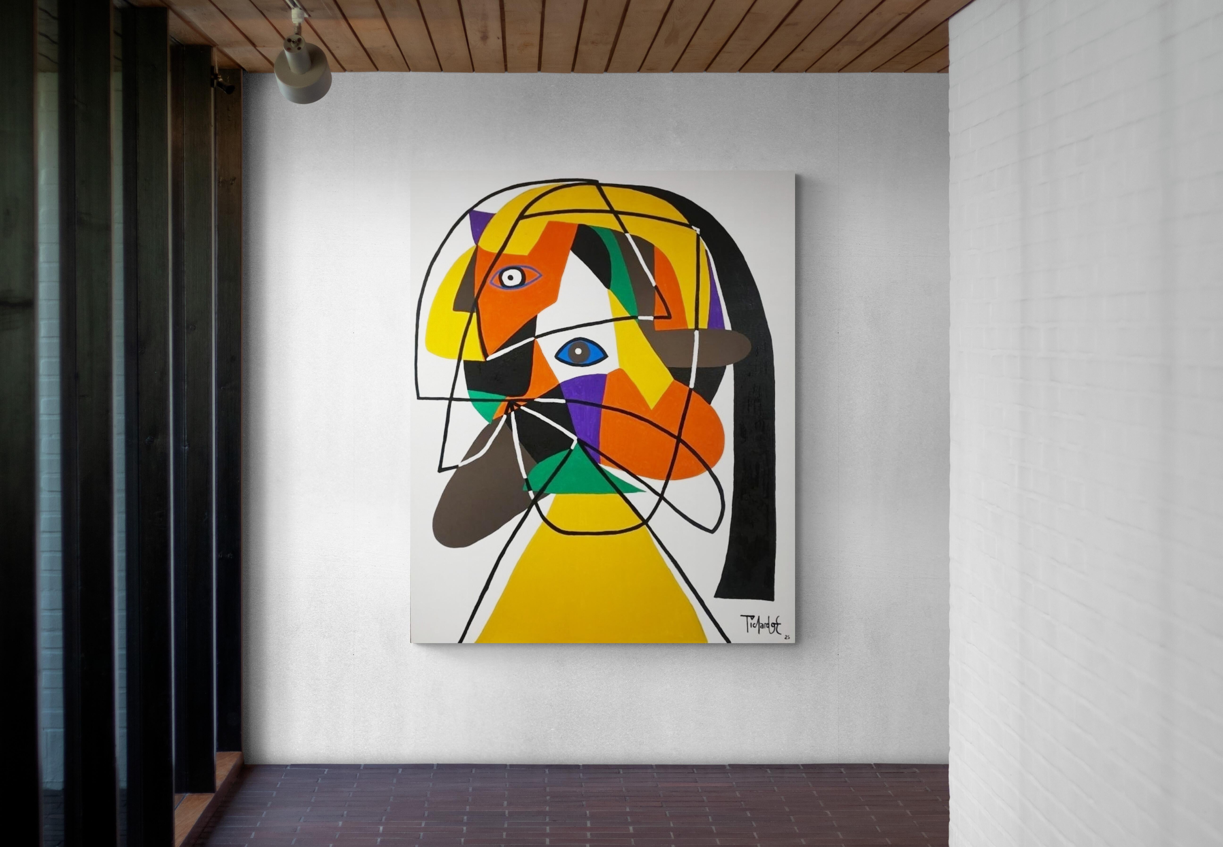 Retrato en Fondo Blanco, Art contemporain, Peinture abstraite, 21ème siècle - Painting de Enrique Pichardo