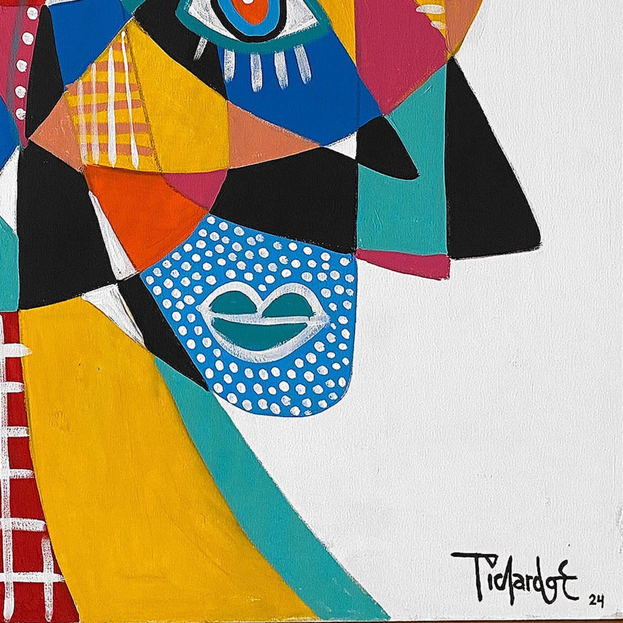 Retrato en Fondo Blanco II, Arte contemporanea, Pittura astratta, 21° secolo - Abstract Painting Beige di Enrique Pichardo