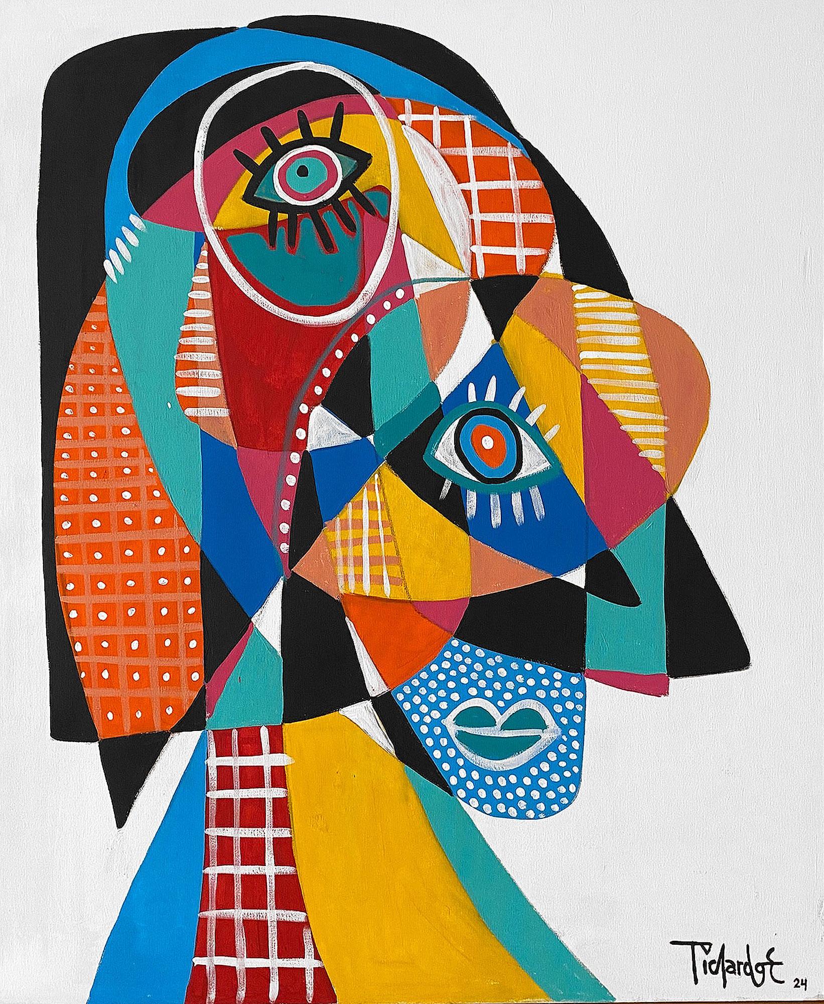 Abstract Painting di Enrique Pichardo - Retrato en Fondo Blanco II, Arte contemporanea, Pittura astratta, 21° secolo