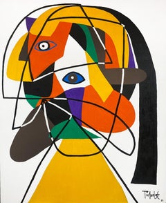 Retrato en Fondo Blanco, Contemporary Art, Abstract Painting, 21st Century
