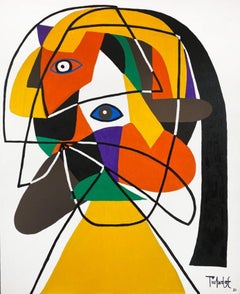 Retrato en Fondo Blanco, Contemporary Art, Abstract Painting, 21st Century