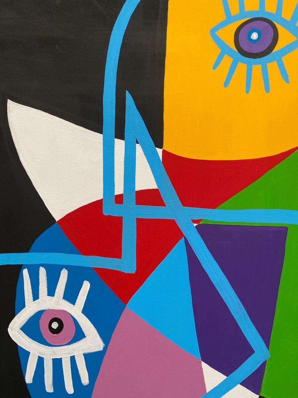 Retrato en Fondo Negro, Art contemporain, Peinture abstraite, 21ème siècle - Abstrait Painting par Enrique Pichardo