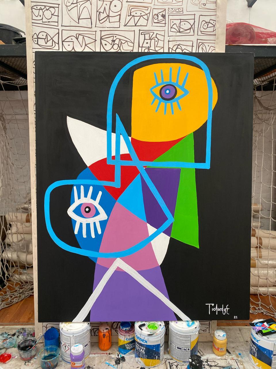 Retrato en Fondo Negro, Art contemporain, Peinture abstraite, 21ème siècle en vente 2