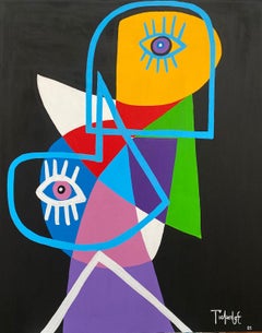 Retrato en Fondo Negro, Contemporary Art, Abstract Painting, 21st Century