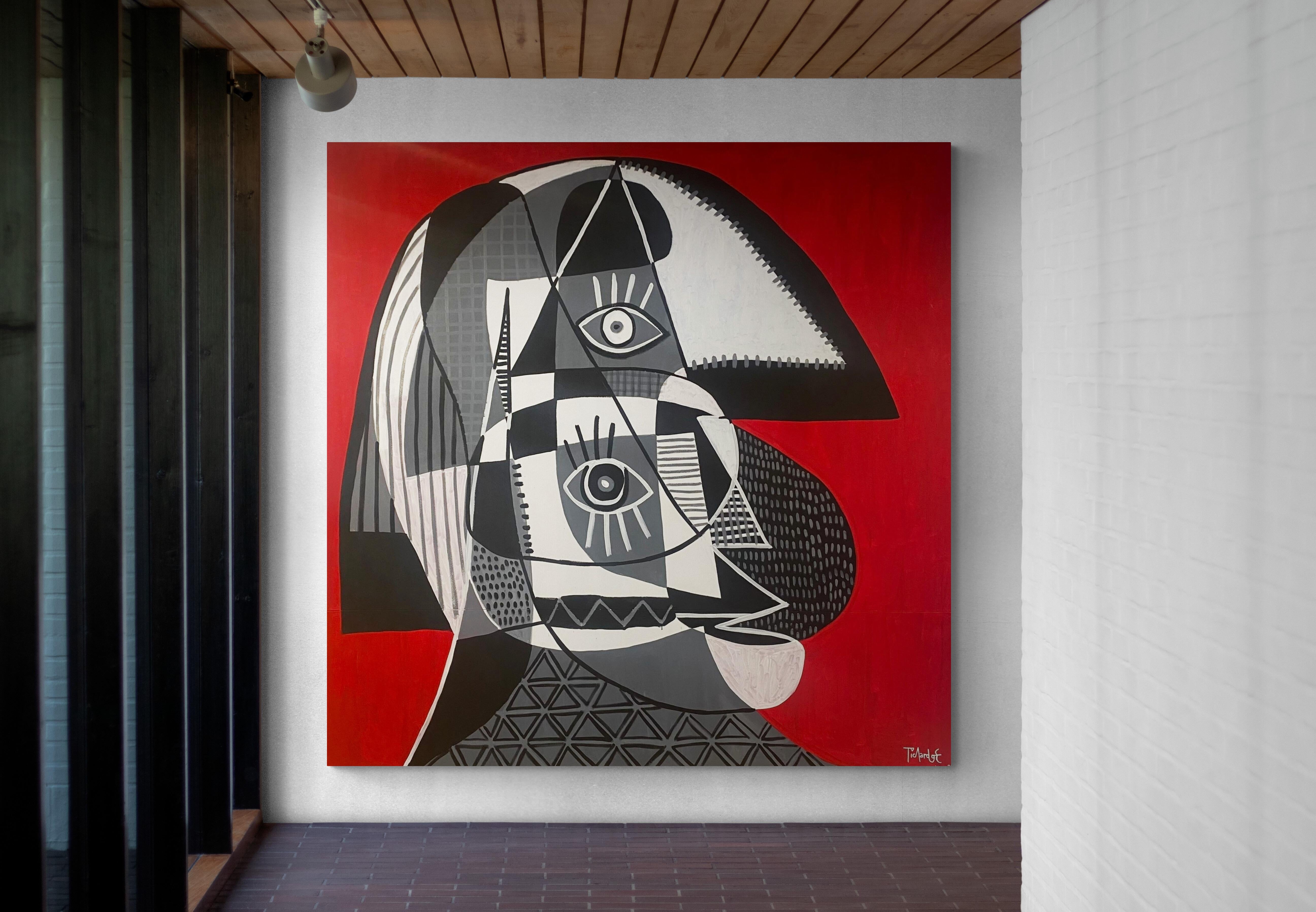 Retrato en Fondo Rojo, Arte contemporanea, Pittura astratta, 21° secolo - Painting di Enrique Pichardo