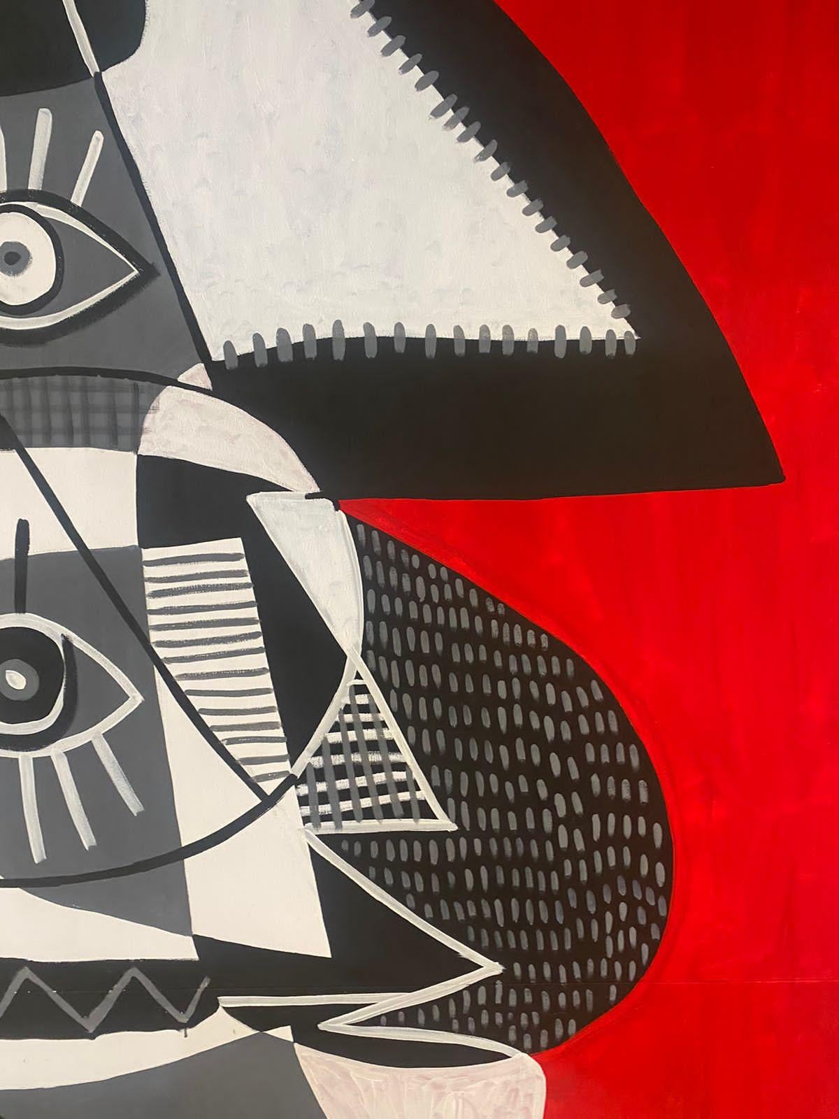 Retrato en Fondo Rojo, Arte contemporanea, Pittura astratta, 21° secolo - Painting Astratto di Enrique Pichardo