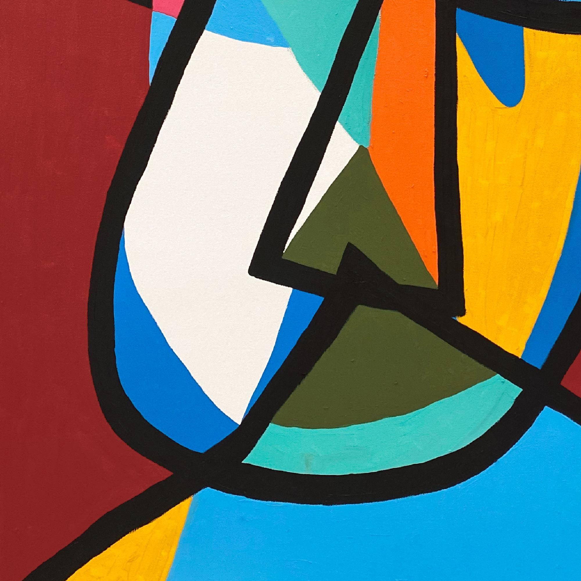 Retrato en Fondo Rojo, Contemporary Art, Abstract Painting, 21st Century For Sale 2