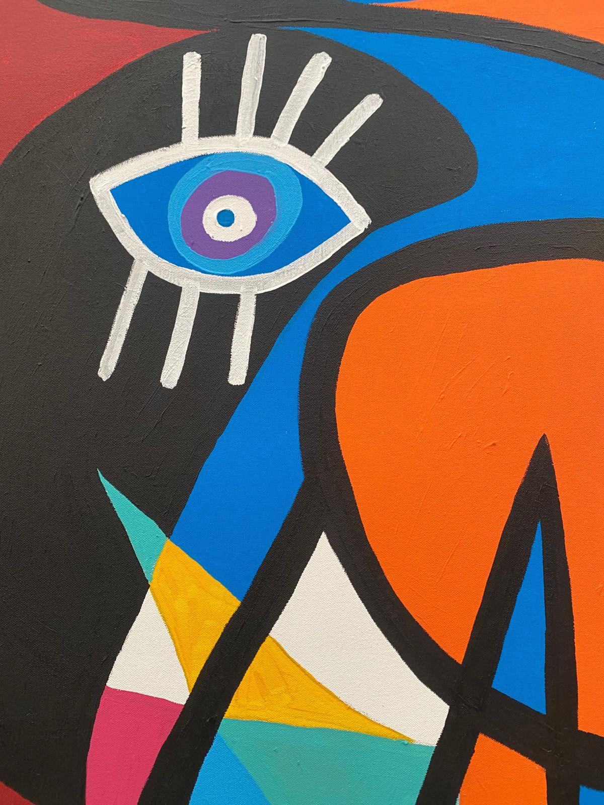 Retrato en Fondo Rojo, Art contemporain, Peinture abstraite, 21ème siècle en vente 1