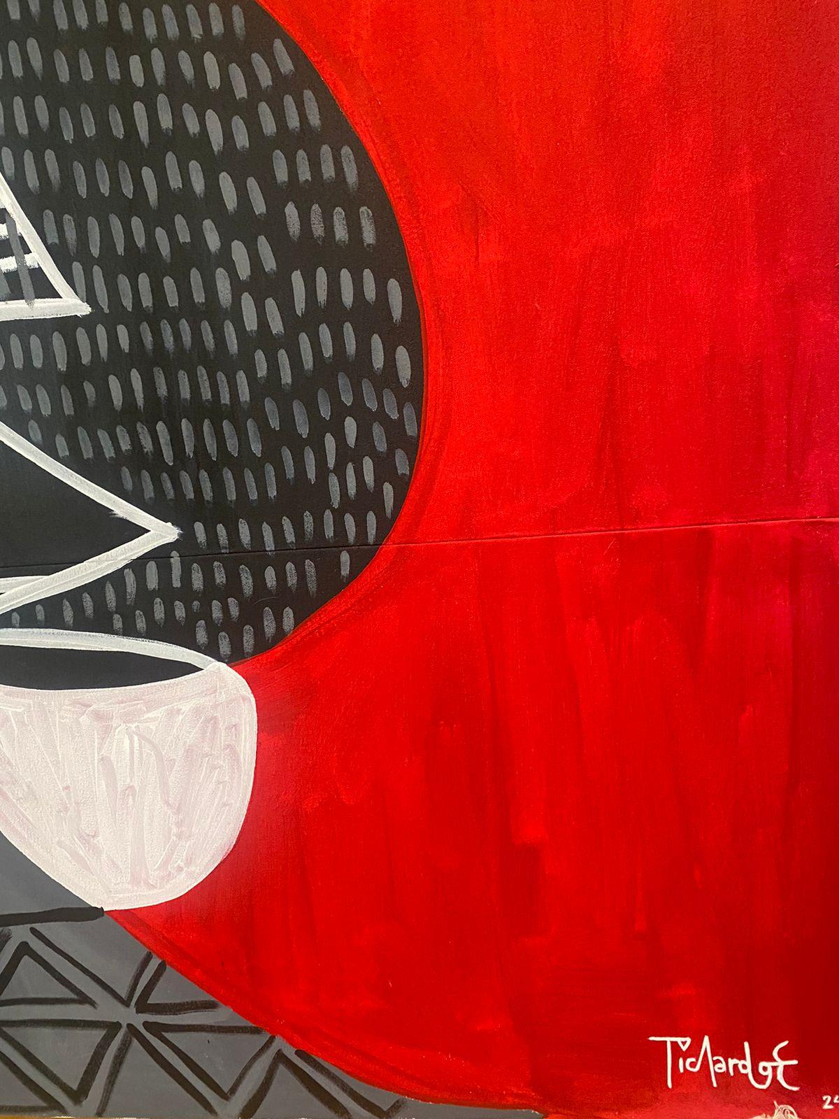 Retrato en Fondo Rojo, Arte contemporanea, Pittura astratta, 21° secolo 3