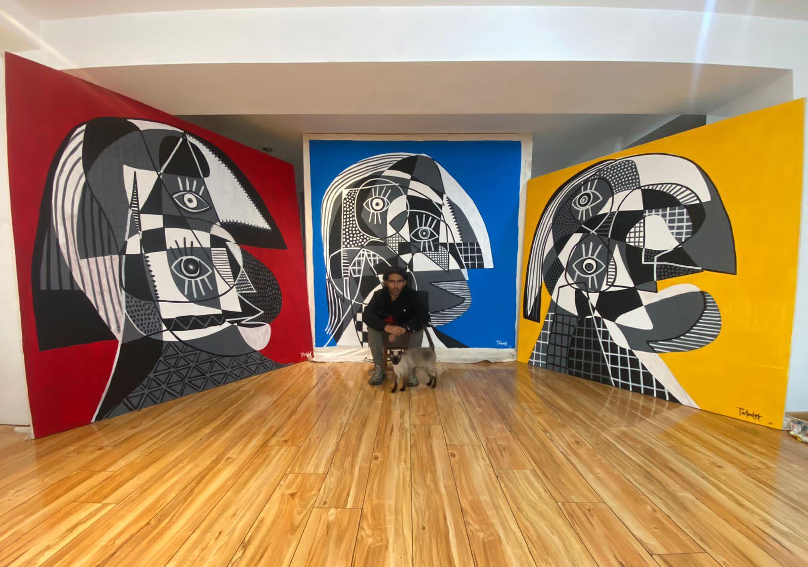 Retrato en Fondo Rojo, Arte contemporanea, Pittura astratta, 21° secolo 4