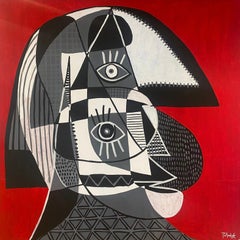 Retrato en Fondo Rojo, Zeitgenössische Kunst, Abstrakte Malerei, 21. Jahrhundert