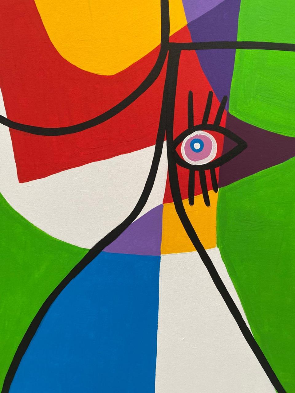 Retrato en Fondo Verde, Contemporary Art, Abstract Painting, 21st Century For Sale 2