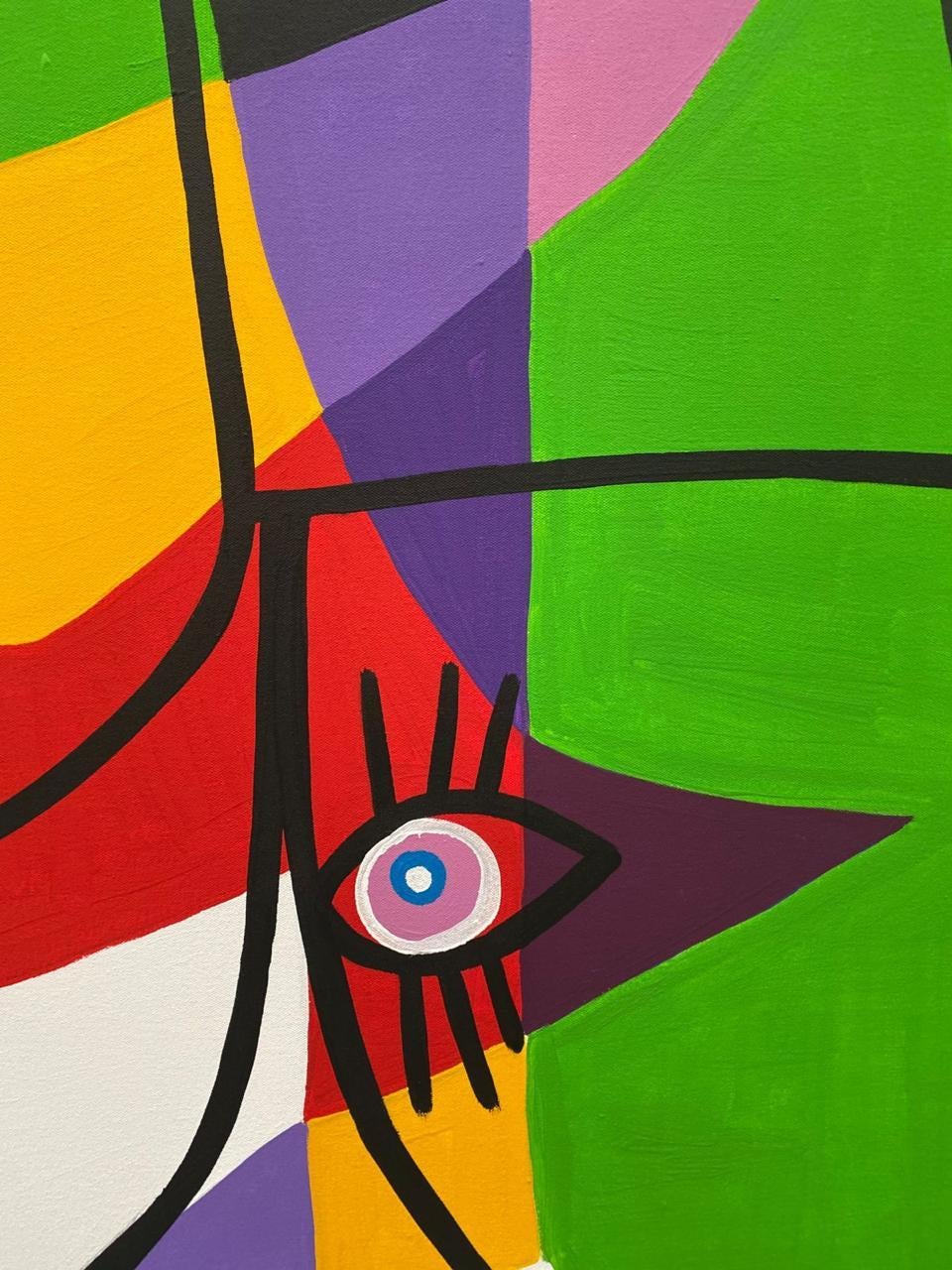 Retrato en Fondo Verde, Contemporary Art, Abstract Painting, 21st Century For Sale 3