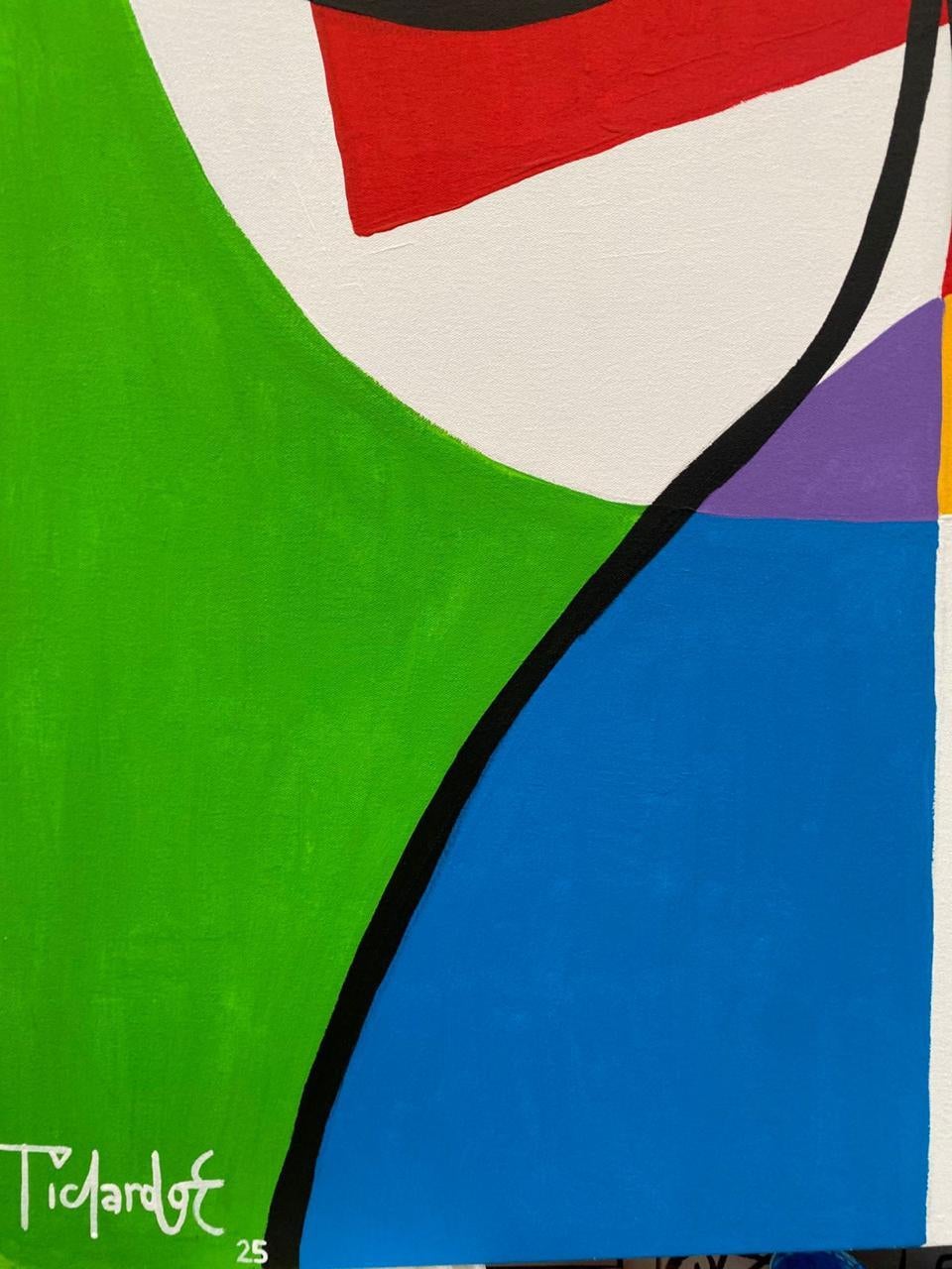Retrato en Fondo Verde, Contemporary Art, Abstract Painting, 21st Century For Sale 4