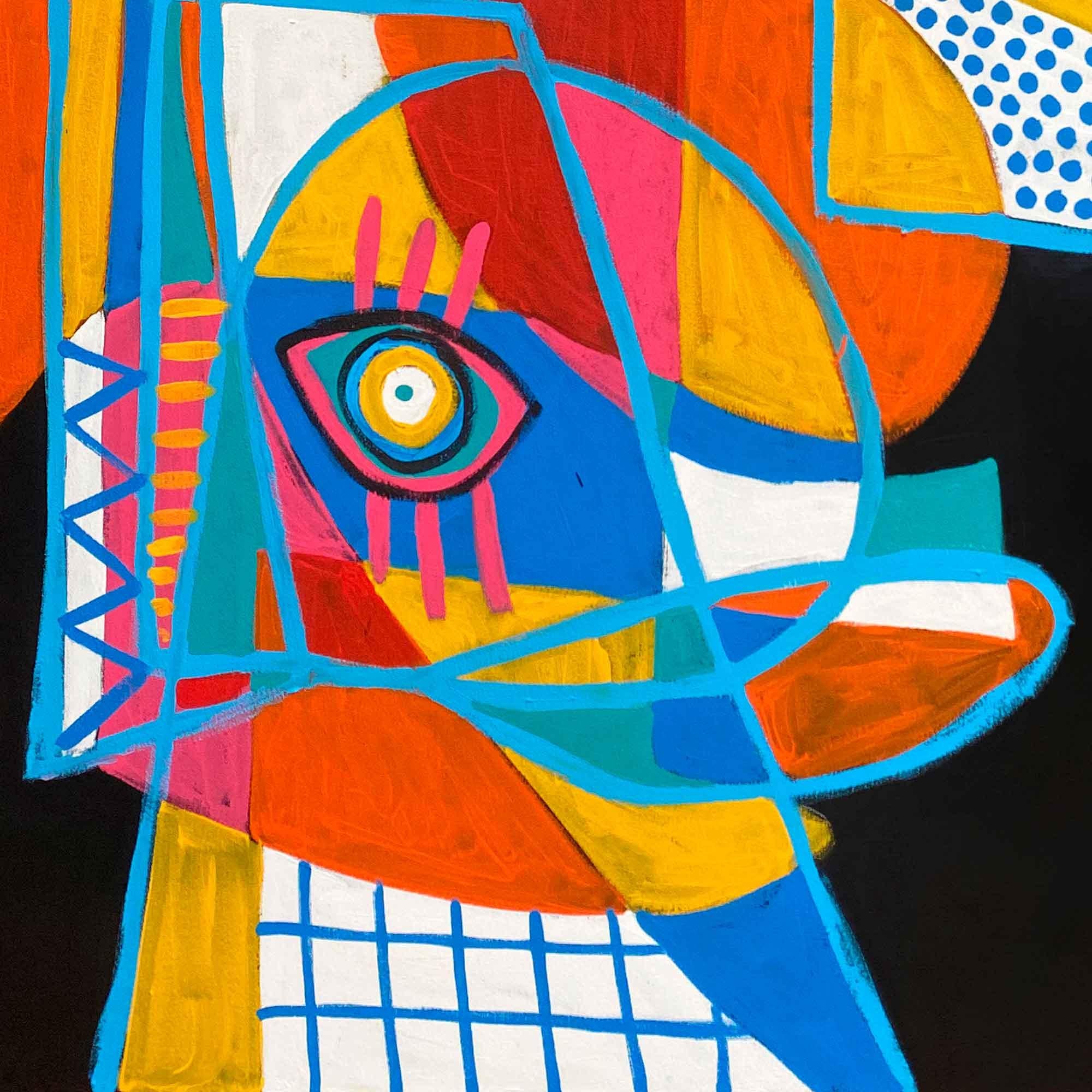 Retrato Fondo Negro, Arte contemporanea, Pittura astratta, 21° secolo - Abstract Painting Arancia di Enrique Pichardo