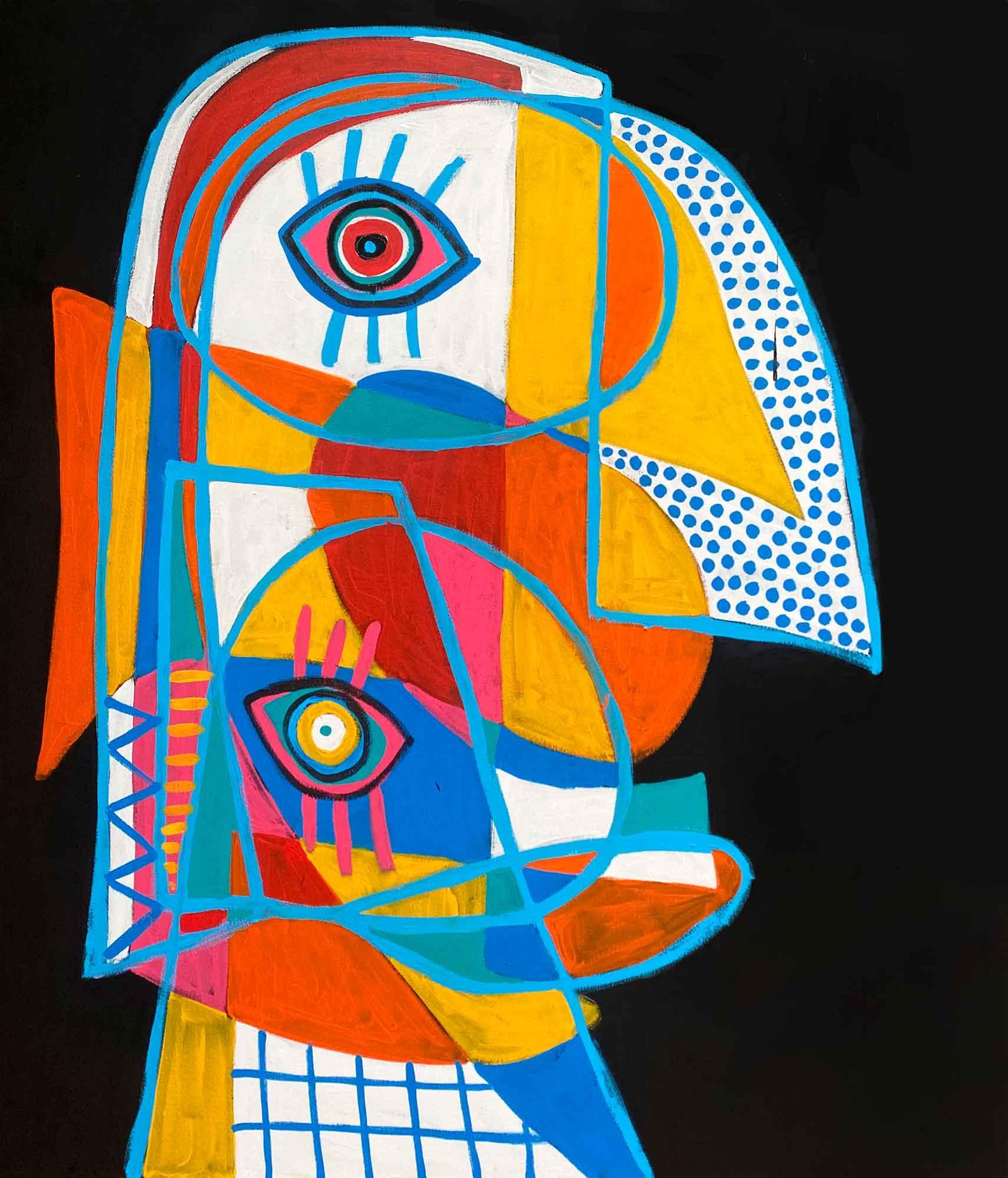 Abstract Painting di Enrique Pichardo - Retrato Fondo Negro, Arte contemporanea, Pittura astratta, 21° secolo