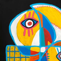 Retrato Fondo Negro Mirada, Contemporary Art, Abstract Painting, 21st Century